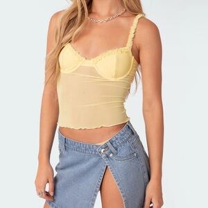 Edikted Pastel Yellow Sheer Tank Top